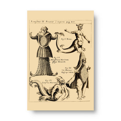 The Sea Monk and Other Mythical Marine Creatures Vintage Illustration